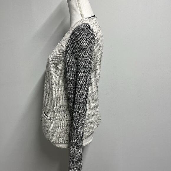 Talbots Full Zip Front Jacket size Medium Ivory Silver Black Tweed Career Casual - Picture 6 of 8